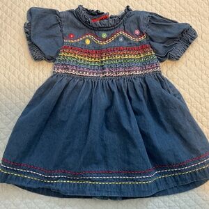 Baby Boden “Rainbow Baby” Embroidered Dress, Size 0-3 months